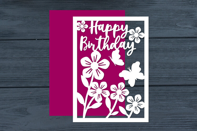 Happy Birthday Flowers Cut files example image 1