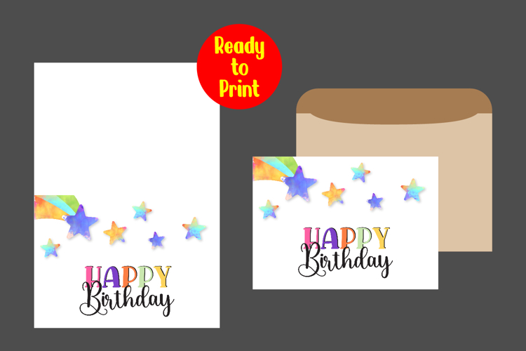 Watercolor Birthday Card Printable With Envelope