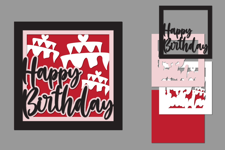 Happy Birthday Layered Papercut, Birthday Card Layered