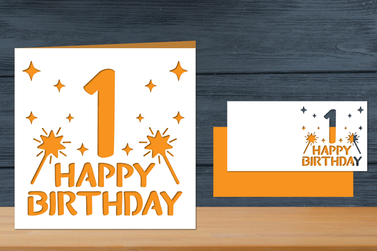 1st Birthday Papercut Card
