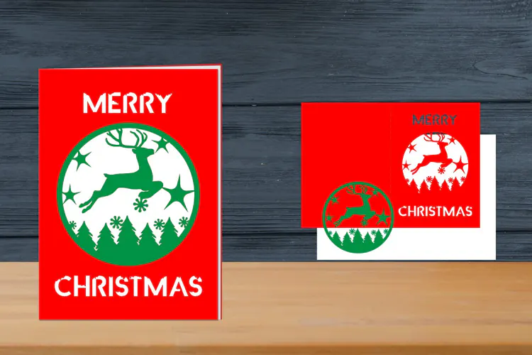 Christmas Papercut Card, Christmas Card Template