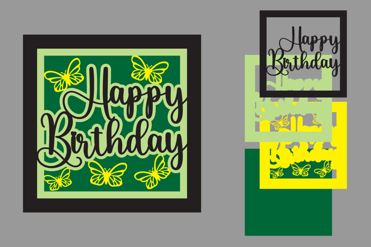 Happy Birthday Layered Papercut, Birthday Card Layered
