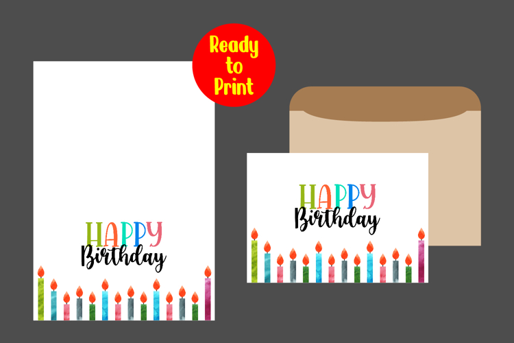 Watercolor Birthday Card Printable With Envelope