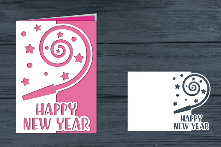 Happy New Year Card , New Year Papercut