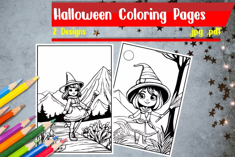 Halloween Coloring Pages | Cute Witch Coloring Pages