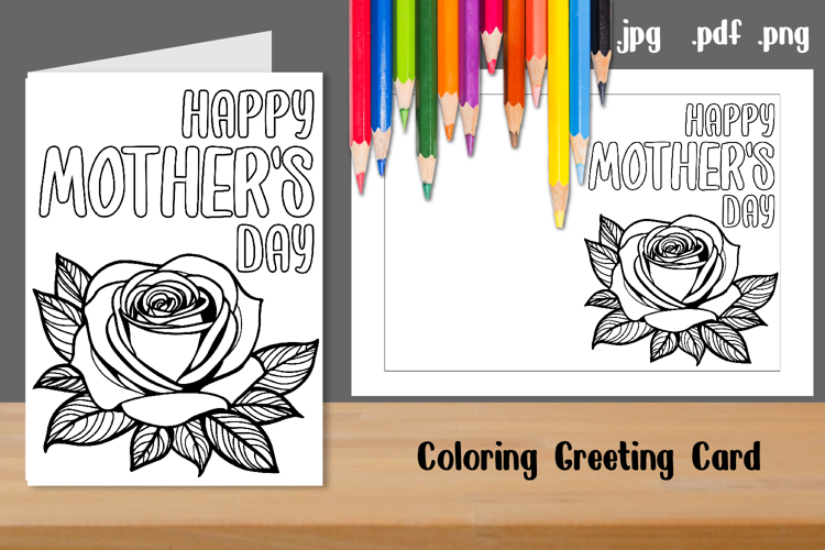 Coloring Mother's Day Card Template