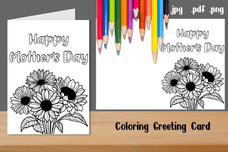 Mother's Day Card Coloring Template