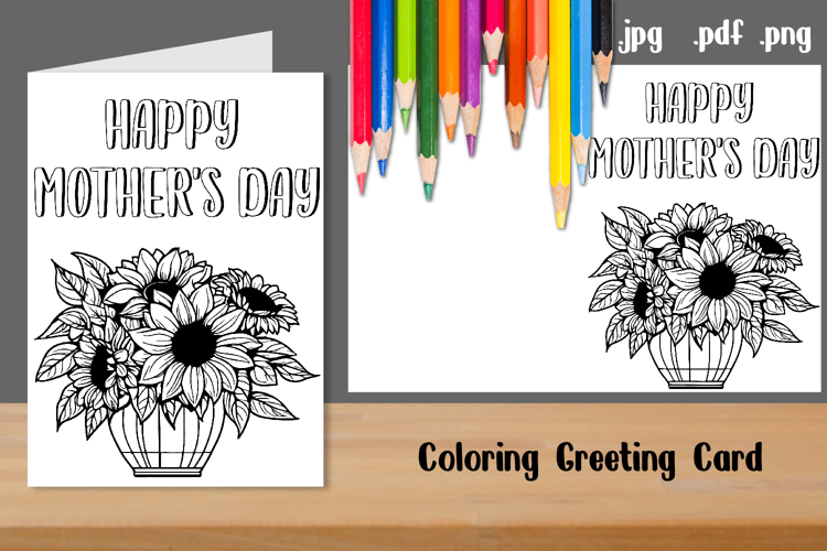 Mother's Day Coloring Card Template