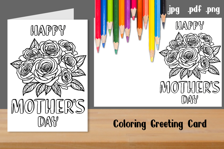 Mother's Day Coloring Card Template
