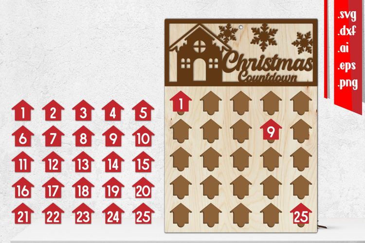 Christmas Countdown Laser Cut, Advent Calendar Laser Cut