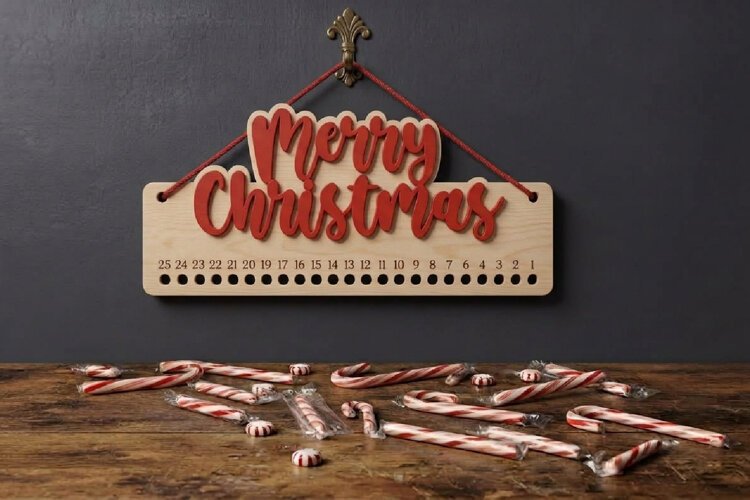 Christmas Countdown Candy Cane Lasercut Decor example image 1