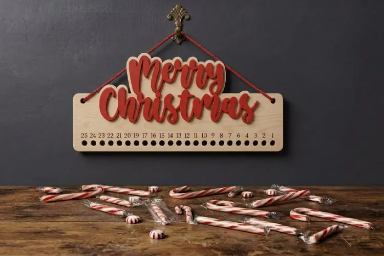 Christmas Countdown Candy Cane Lasercut Decor