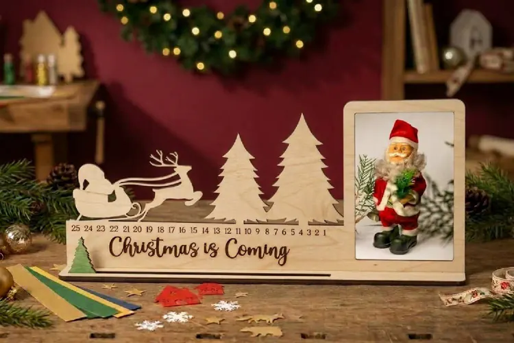 Christmas Countdown Photo Frame Lasercut, Advent Calendar