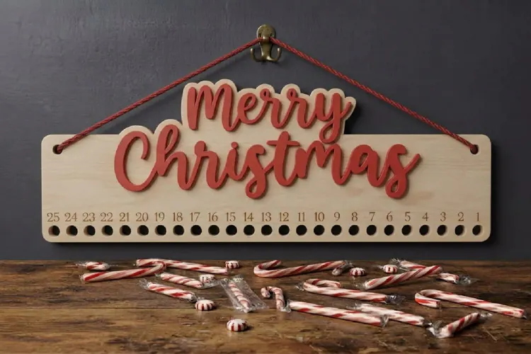 Christmas Countdown Candy Cane Lasercut Decor
