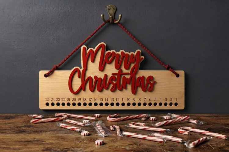 Christmas Countdown Candy Cane Lasercut Decor, Days Until example image 1