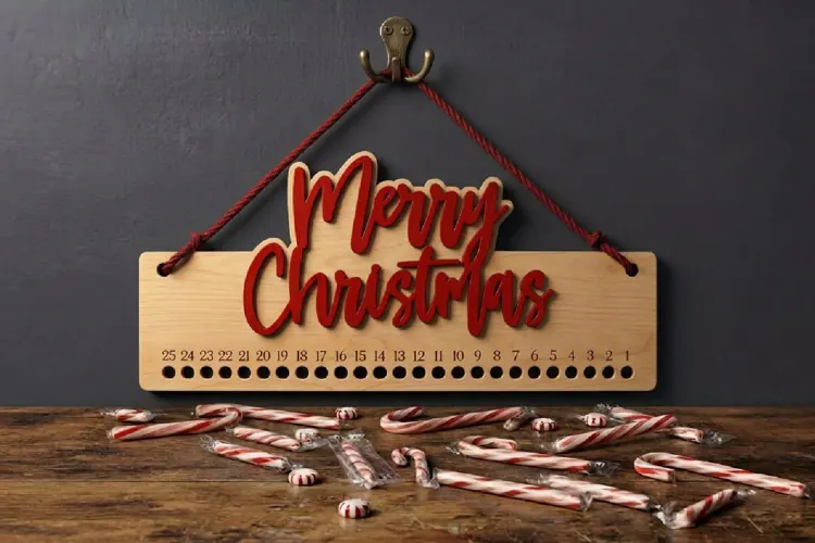 Christmas Countdown Candy Cane Lasercut Decor, Days Until