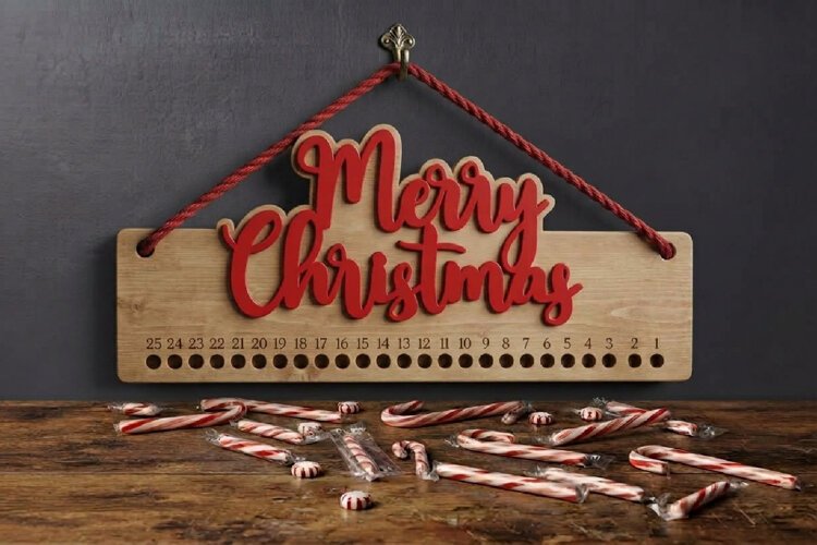 Christmas Countdown Candy Cane Lasercut Decor, Days Until example image 1