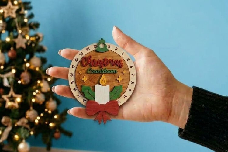 Day Until Christmas Countdown Laser Cut, Advent Calendar example image 1