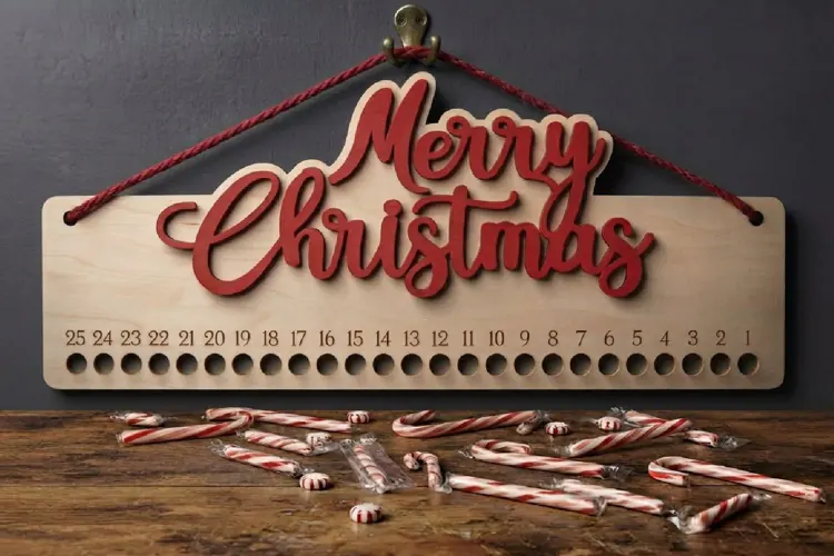 Christmas Countdown Candy Cane Lasercut Decor, Days Until