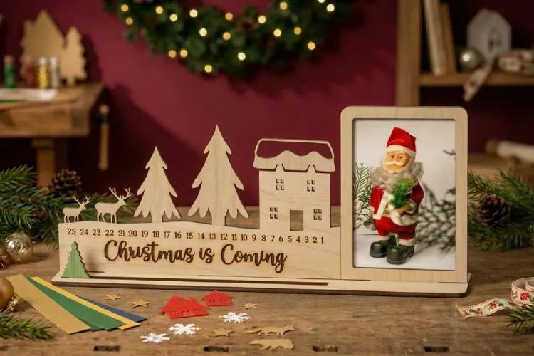Christmas Countdown Photo Frame Lasercut, Advent Calendar