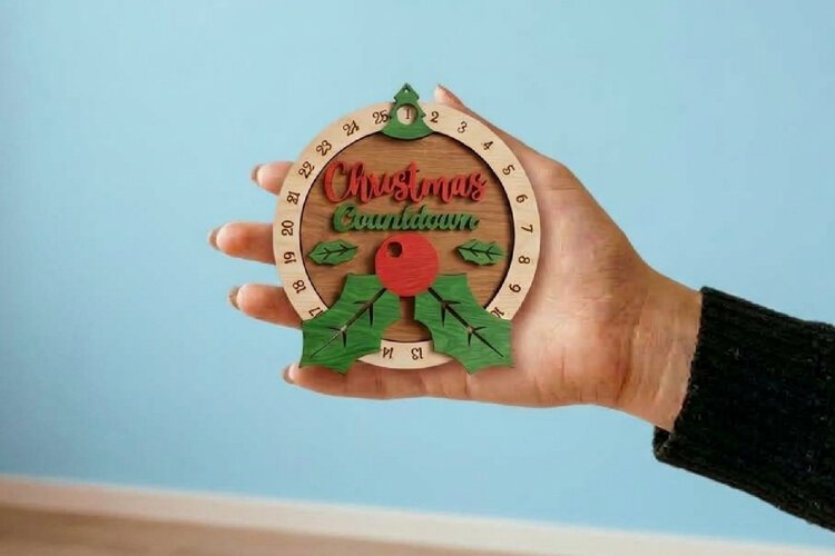 Day Until Christmas Countdown Calendar Laser Cut svg example image 1