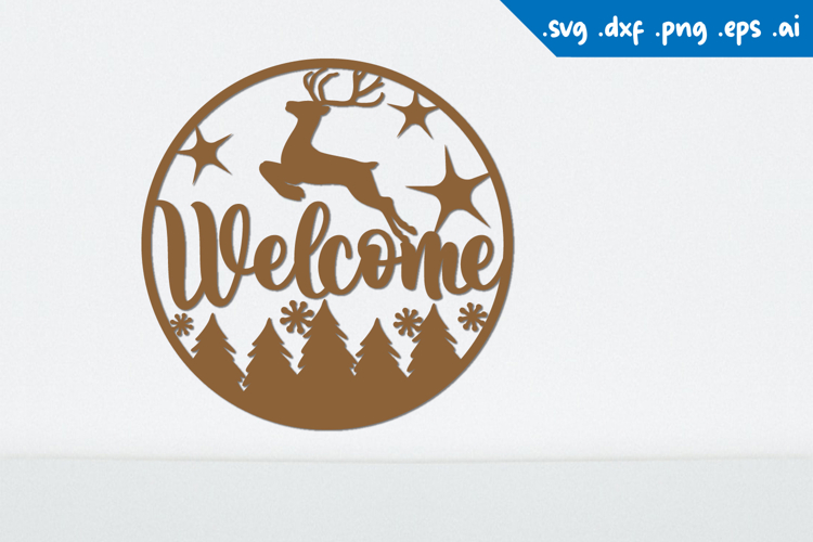 Christmas welcome sign, Deer Sign Laser cut
