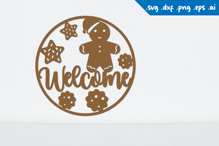 Christmas welcome sign, Gingerbread Sign Laser cut
