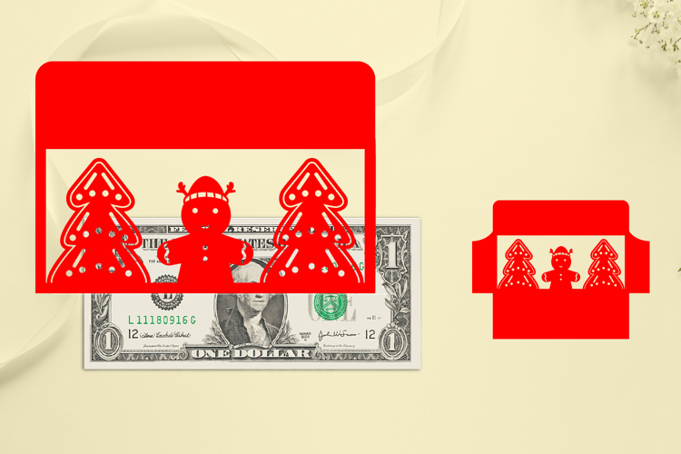 Christmas Money Envelope Papercut, Christmas Money Holder