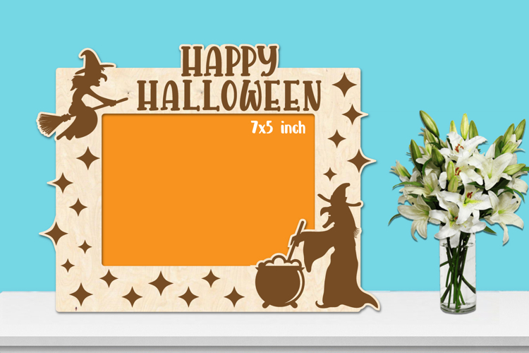 Halloween Photo Frame Laser Engraving, Halloween Engraving