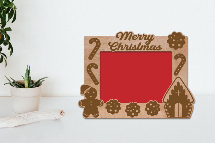 Christmas Photo Frame Laser Engraving, Gingerbread
