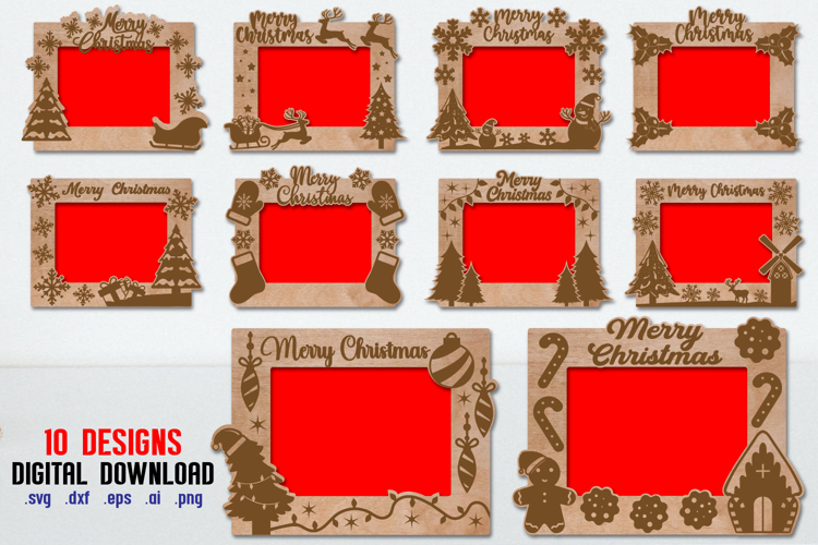 10 Christmas Photo Frames, Christmas Photo Frames Bundle