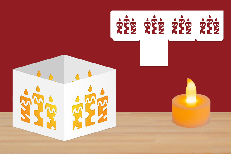 Christmas Candle Holder, Lantern Papercut, Merry Christmas