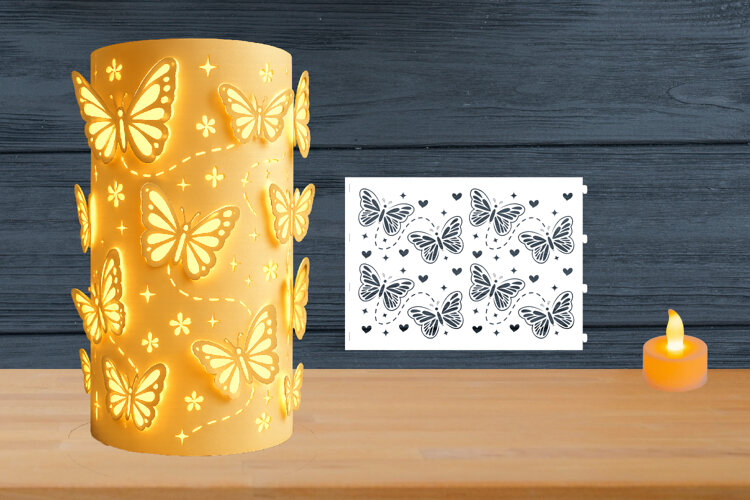 Butterflies Paper Lantern, Butterfly Lantern svg template example image 1