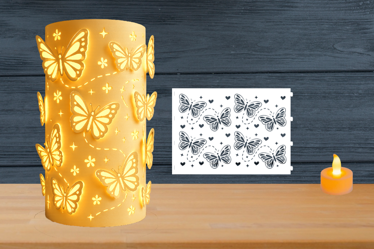 Butterflies Paper Lantern, Butterfly Lantern svg template