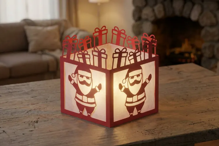 Santa Paper Lantern, Christmas Candle Holder