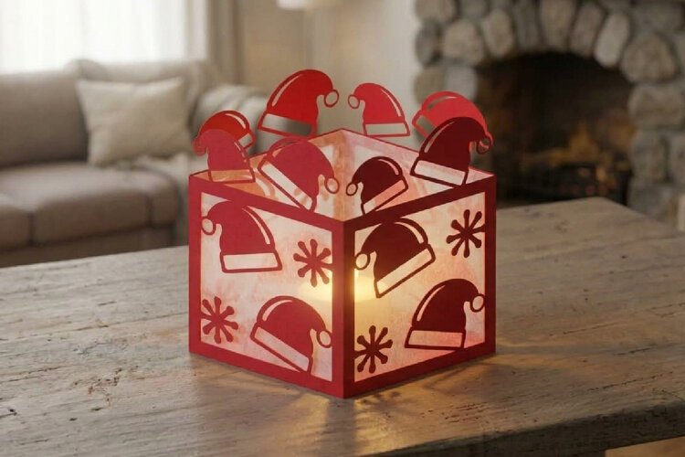 Christmas Paper Lantern, Christmas Candle Holder example image 1