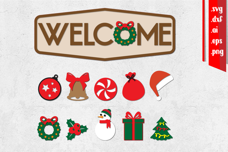 Christmas Sign Laser Cut, Christmas Sign, Changeable Icon