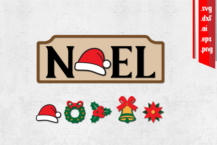 NOEL Sign Laser Cut, Changeable Icon