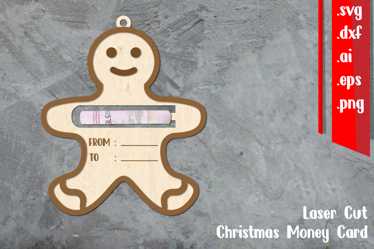 Christmas Money Card Laser cut, Gingerbread Money Card Laser