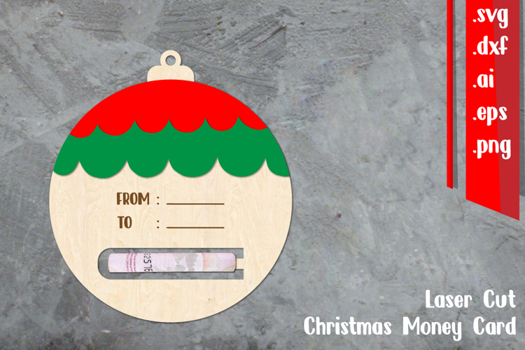 Christmas Money Card Lasercut, Christmas Ball Money Card