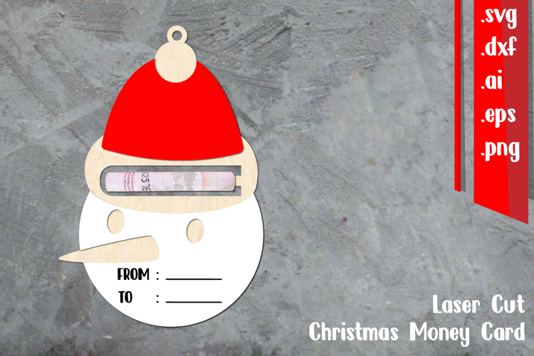 Snowman Money Card Lasercut, Christmas Money Card Lasercut