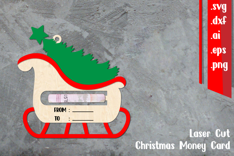 Christmas Money Card Lasercut, Sleigh Money Card Lasercut