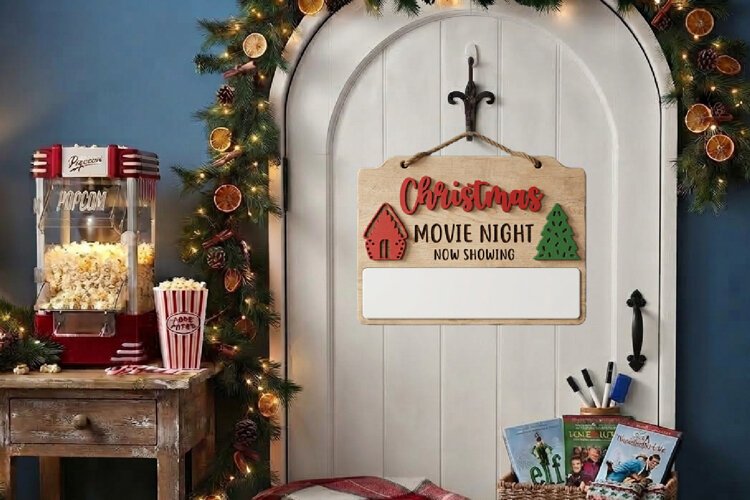 Christmas Movie Night Dry Erase Board example image 1
