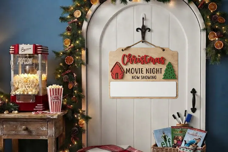 Christmas Movie Night Dry Erase Board