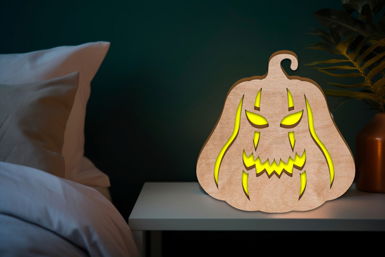 3D Pumkin night Light Box, Halloween Led Night Light Wood