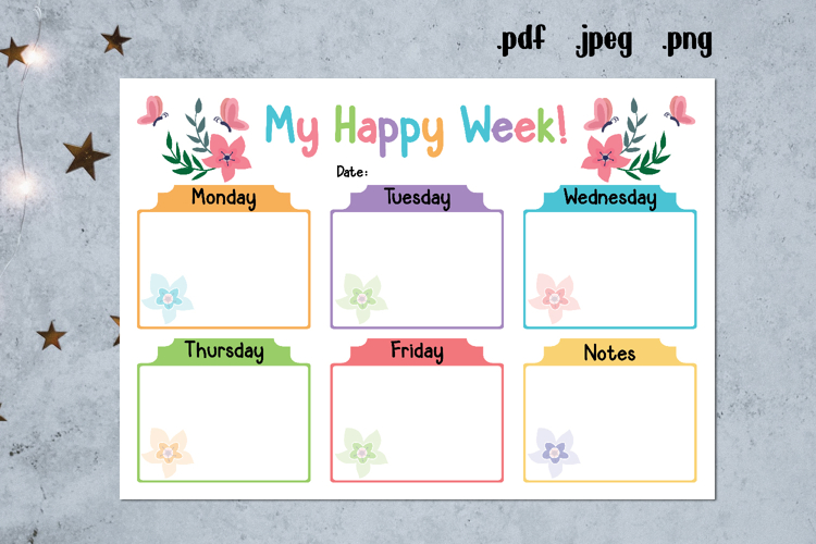 Flower Weekly Planner Printable, Girly Planner Pages