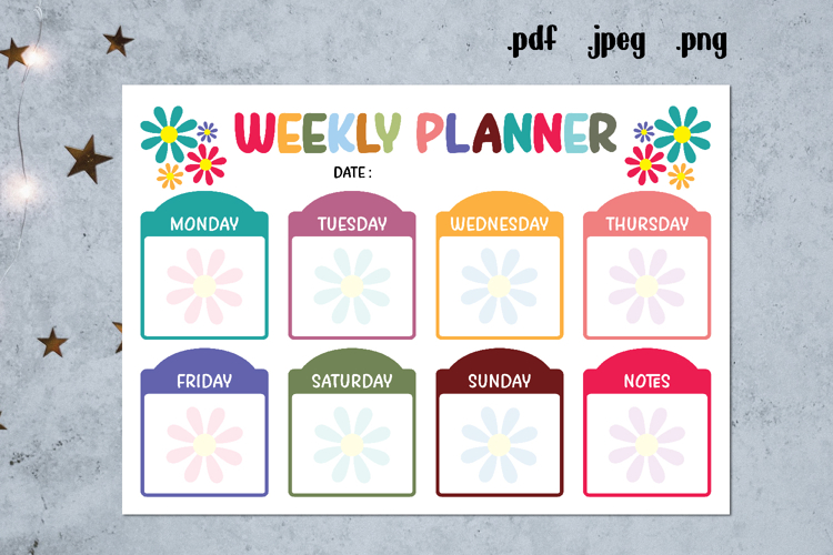 Flower Weekly Planner Printable, Girly Planner Pages