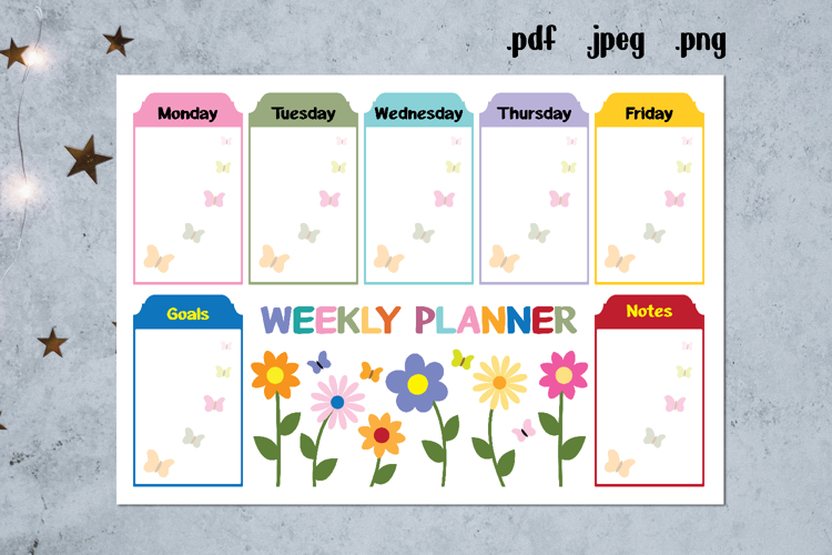 Flower Weekly Planner Printable, Girly Planner Pages