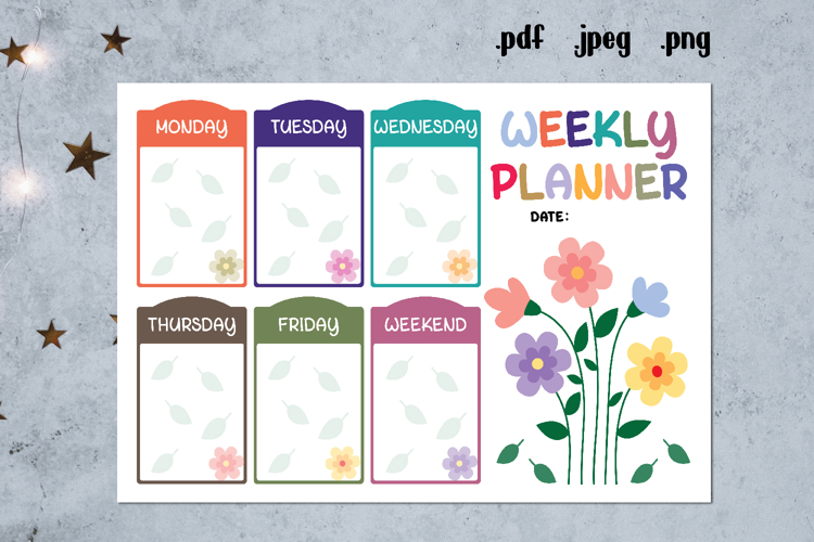 Flower Weekly Planner Printable, Girly Planner Pages
