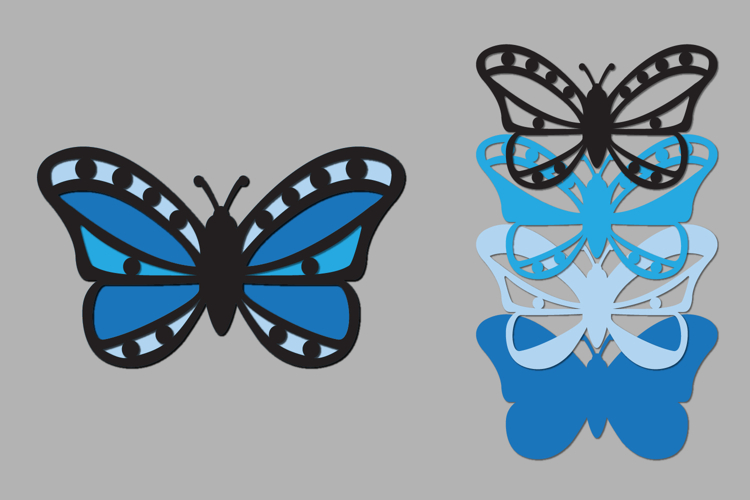 Butterfly Layered Papercut, DIY Spring Animals, Butterfly example image 1